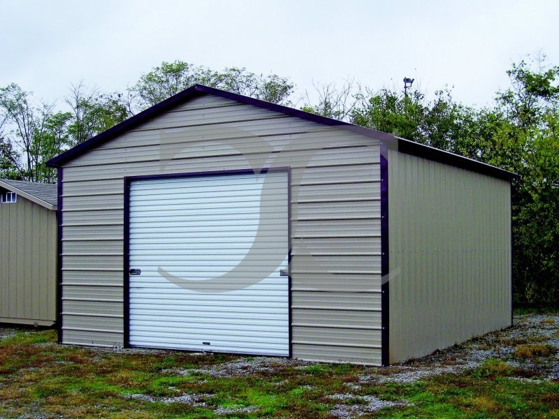 Garage | Boxed Eave Roof | 18W x 26L x 9H | 1-Car Metal Garage Garage | Boxed Eave Roof | 18W x 26L x 9H | 1-Car Metal Garage