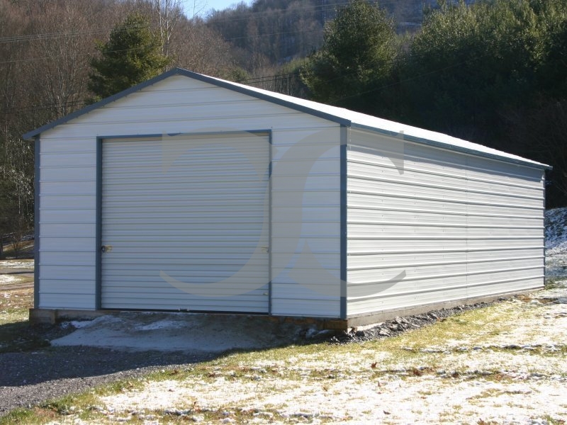 Garage | Boxed Eave Roof | 18W x 26L x 8H | Single Car Metal Garage Garage | Boxed Eave Roof | 18W x 26L x 8H | Single Car Metal Garage