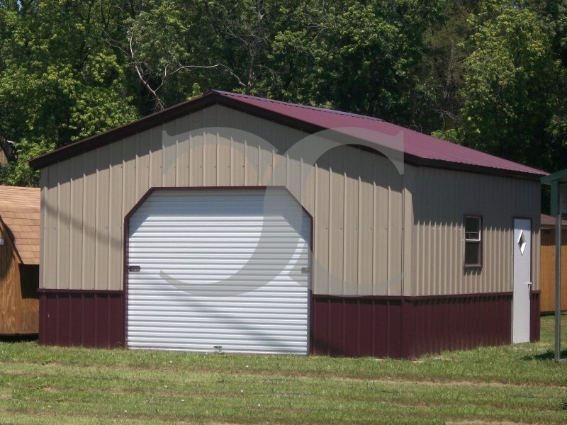 Deluxe Metal Garage | Vertical Roof | 20W x 21 x 8H | 1-Car Garage Deluxe Metal Garage | Vertical Roof | 20W x 21 x 8H | 1-Car Garage