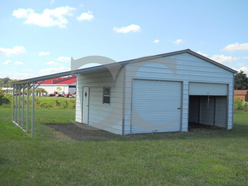 Metal Garage | Vertical Roof | 22W x 26L x 10H | Lean-to Metal Garage | Vertical Roof | 22W x 26L x 10H | Lean-to