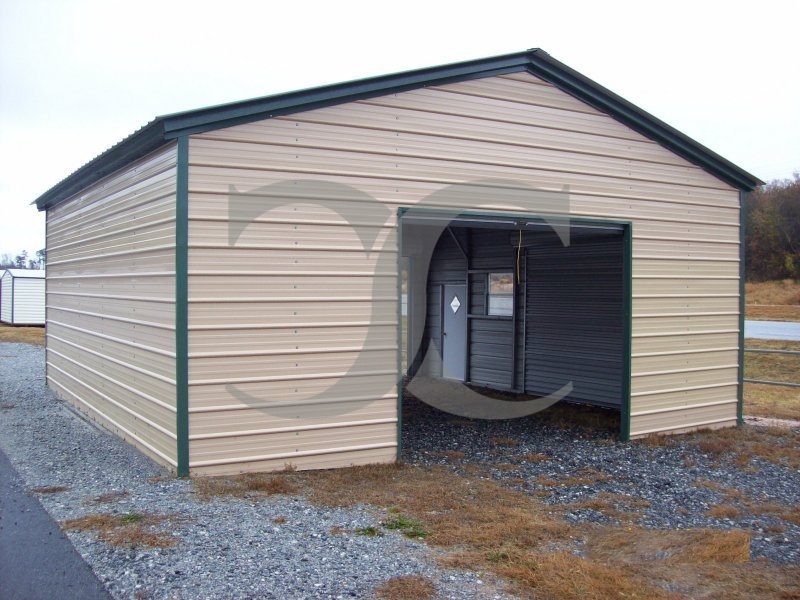 Single Bay Metal Garage | Vertical Roof | 20W x 26L x 9H | 1-Car Single Bay Metal Garage | Vertical Roof | 20W x 26L x 9H | 1-Car