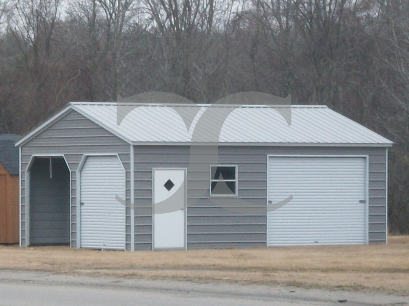 All Steel Enclosed Garage | Vertical Roof | 20W x 26L x 9H | 2 Cars All Steel Enclosed Garage | Vertical Roof | 20W x 26L x 9H | 2 Cars